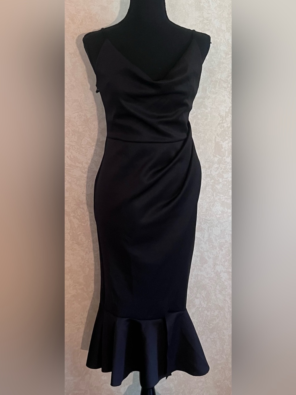 ASOS Black Cowl Neck Fitted trumpet / mermaid  Midi Dress